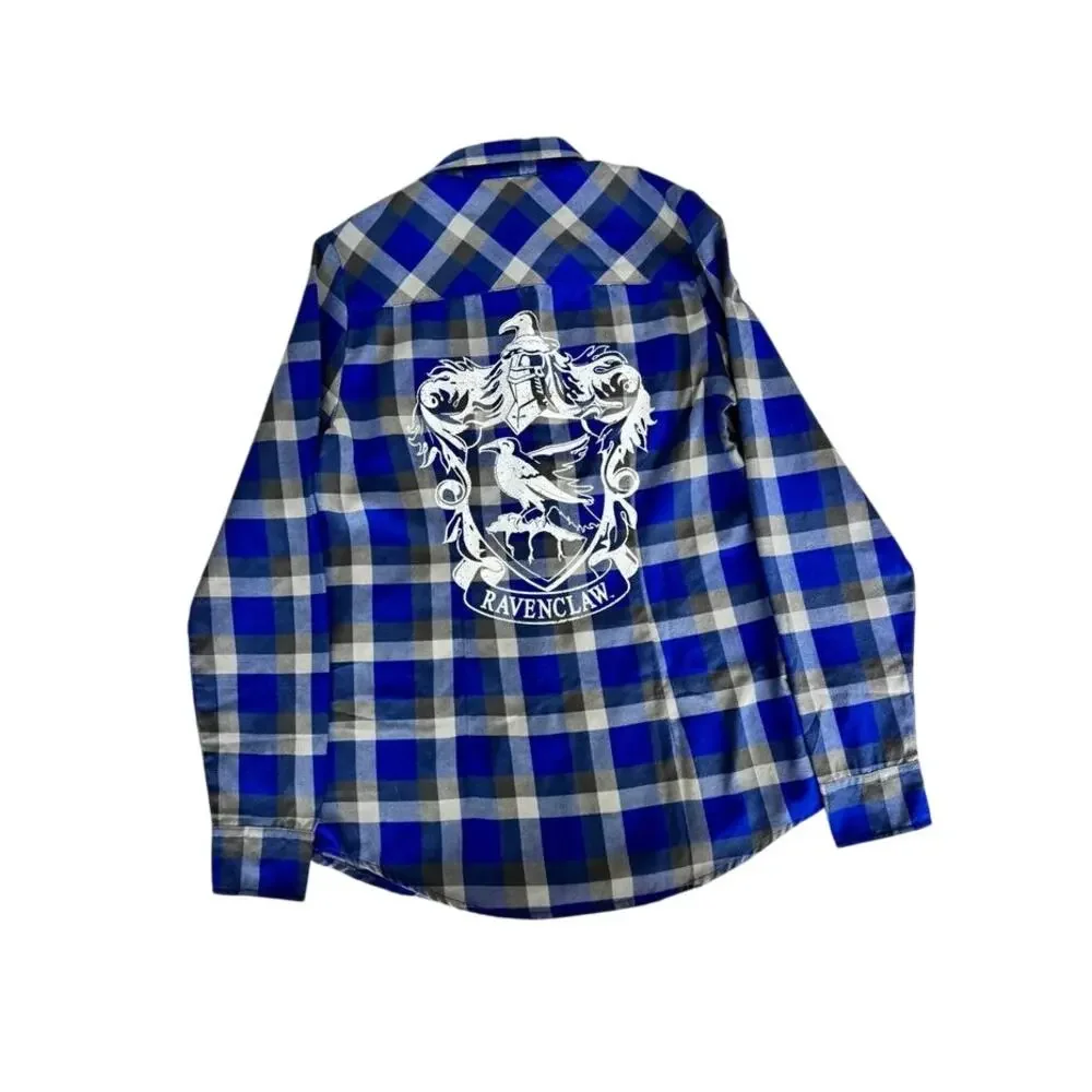 Official Harry Potter Ravenclaw Plaid Flannel Button-Down Shirt-NWT - Picture 1 of 11